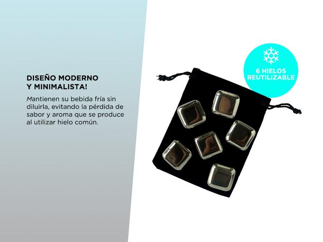 Set X6 Hielos De Acero Inoxidable Gadnic HWHIS1 Cubos De Hielo Reutilizables - 2