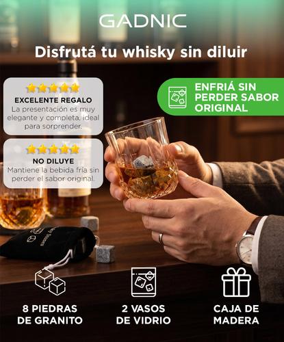 Juego de vasos de whisky Gadnic 8 rocas de granito - 1