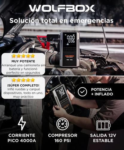 Arrancador Compresor WolfBox 4000A 160PSI 24000mAh Inflador  Display LED - 1