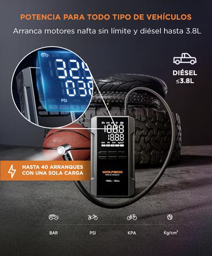 Arrancador Compresor WolfBox 4000A 160PSI 24000mAh Inflador  Display LED - 2