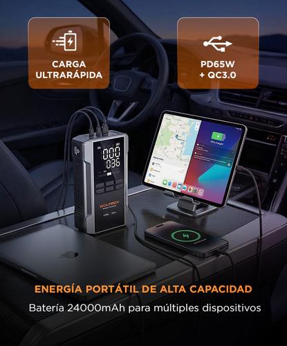 Arrancador Compresor WolfBox 4000A 160PSI 24000mAh Inflador  Display LED - 4