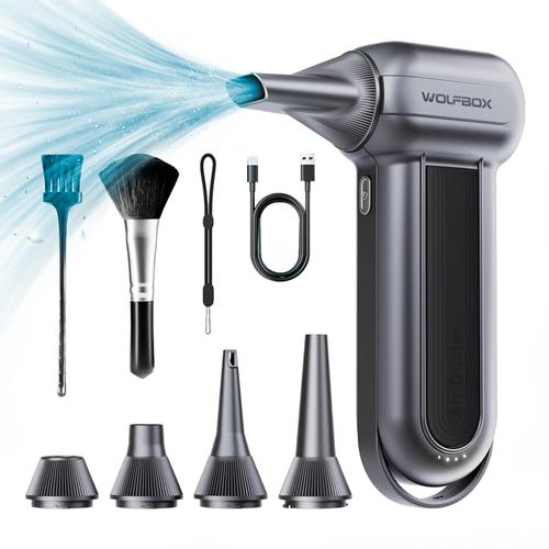 Soplador De Aire WolfBox MF100 150000RPM Recargable Inalambrico 3 Velocidades Boquillas Intercambiables - 0