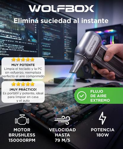 Soplador De Aire WolfBox MF100 150000RPM Recargable Inalambrico 3 Velocidades Boquillas Intercambiables - 1