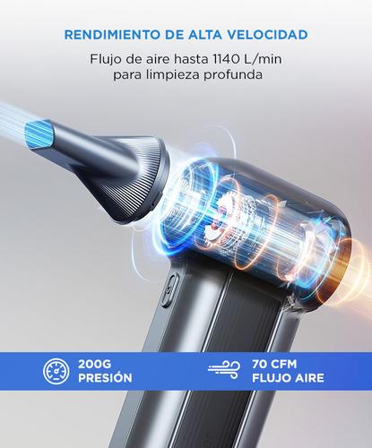 Soplador De Aire WolfBox MF100 150000RPM Recargable Inalambrico 3 Velocidades Boquillas Intercambiables - 2