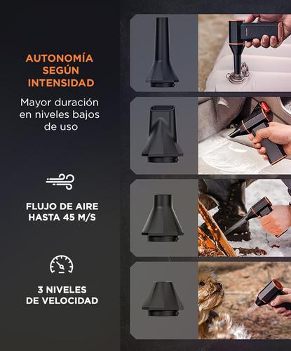 Soplador De Aire WolfBox MF50 110000RPM Recargable 3 Velocidades Portátil Boquillas Intercambiables - 3