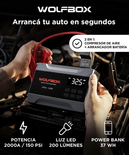 Compresor Arrancador De Batería Wolfbox MegaVolt 10Air 2000 A 150 PSI Luz De Emergencia LED - 1