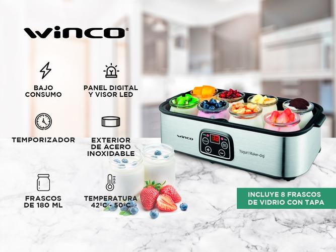 Yogurtera Electrica Winco 8 Porciones Led Timer Digital - 1