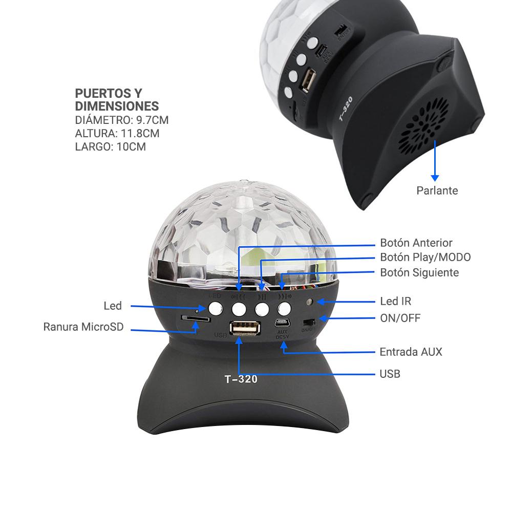 mini bola led parlante bluetooth