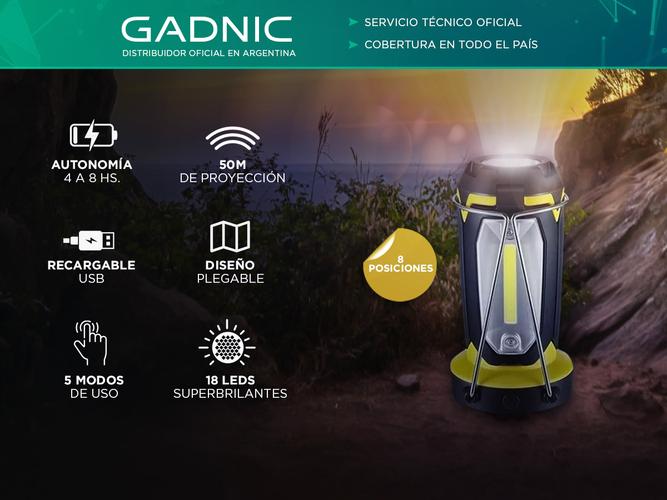 Luz de Camping Recargable Gadnic Forma Cambiable 8 Modos | Gadnic