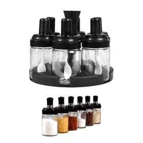 Condimenteros de Vidrio Gadnic con Base Giratoria y Cuchara