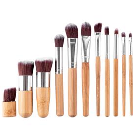 Brochas para Maquillaje Gadnic Bambú x 11 + Bolso Transporte