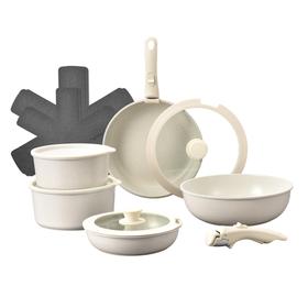Batería de Cocina Set de Ollas y Sartenes Cuk By  Gadnic Aluminio Antiadherente Mango Desmontable Cacerola 