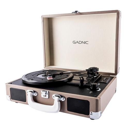 Tocadiscos Gadnic TD33 Bluetooth Portátil 3 Velocidades FM USB Aux-In RCA SD Usado - 0