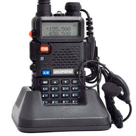 Handy Baofeng UV-5R Bi-Banda 8w 128CH c/ Funda Hasta 10km + 2 Baterías y Manos Libres