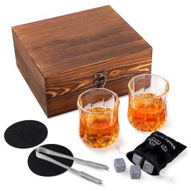 Set Whisky con Piedras de Granito y Vasos Gadnic con Caja Madera Accesorios Completos
